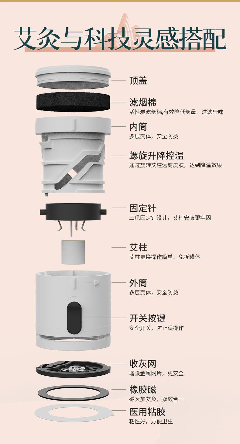 妙艾堂微煙懸磁灸 家用便攜式小懸灸艾灸盒廠家懸灸筒公司禮盒裝